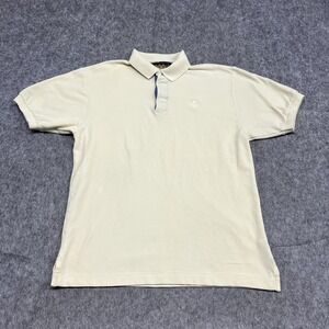 Vintage Chaps Ralph Lauren Polo Shirt Mens L Cream 100% Cotton Embroider Crest